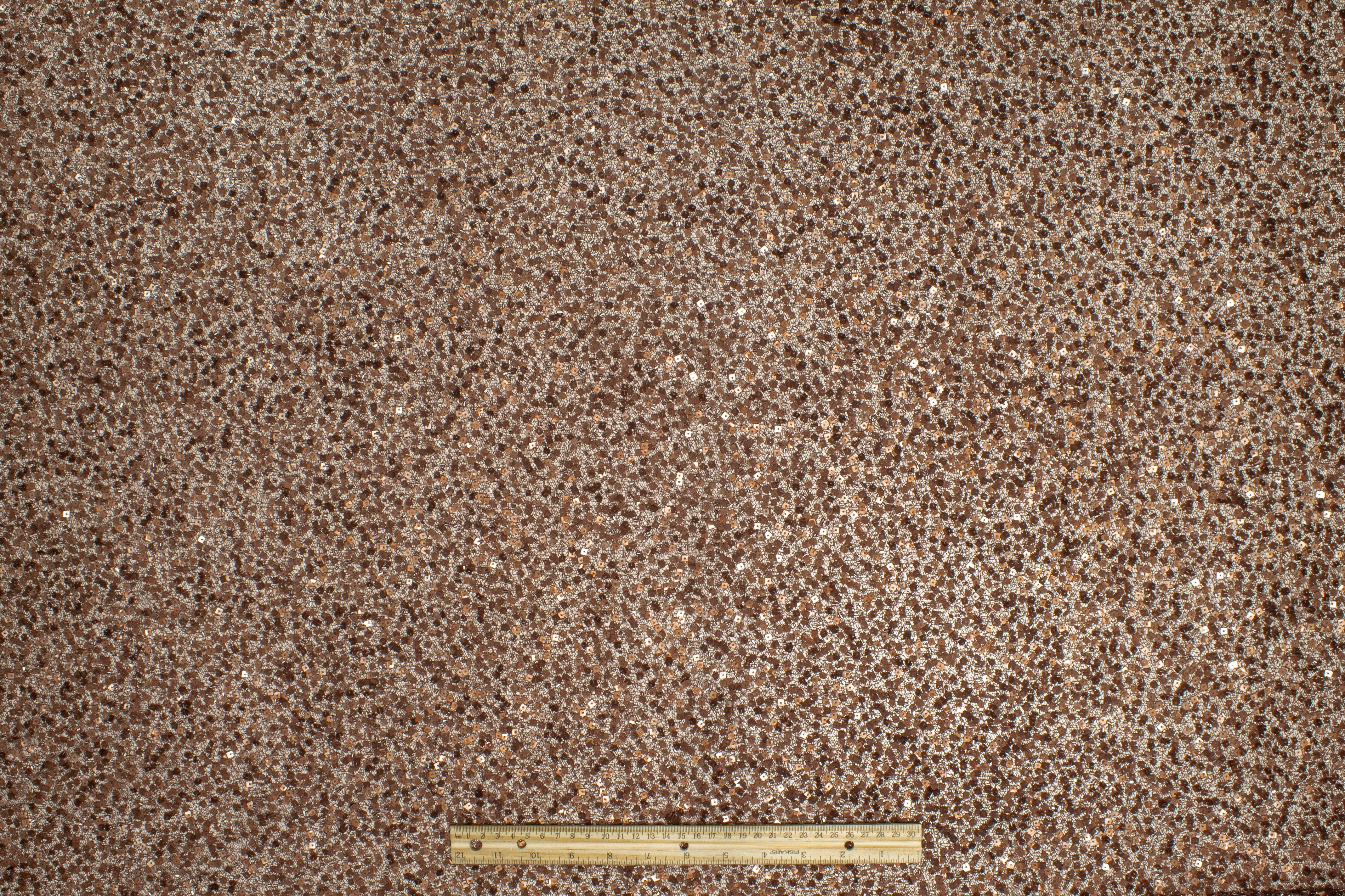 Hand Beaded and Sequined Metallic Mesh - Brown - Prime Fabrics