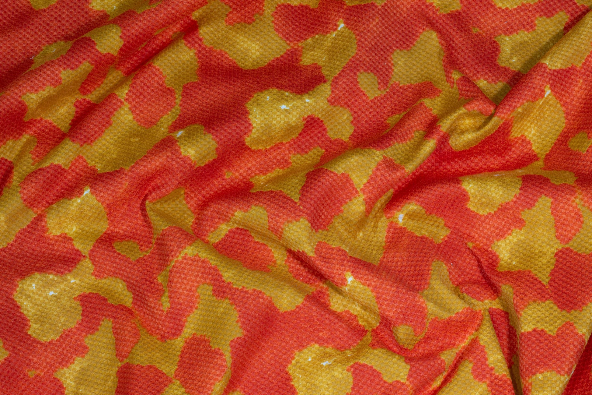 Mustard and Orange Pique Cow Design Italian Stretch Brocade - Prime Fabrics