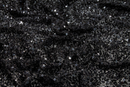 Hand Beaded and Sequined Metallic Mesh - Black - Prime Fabrics