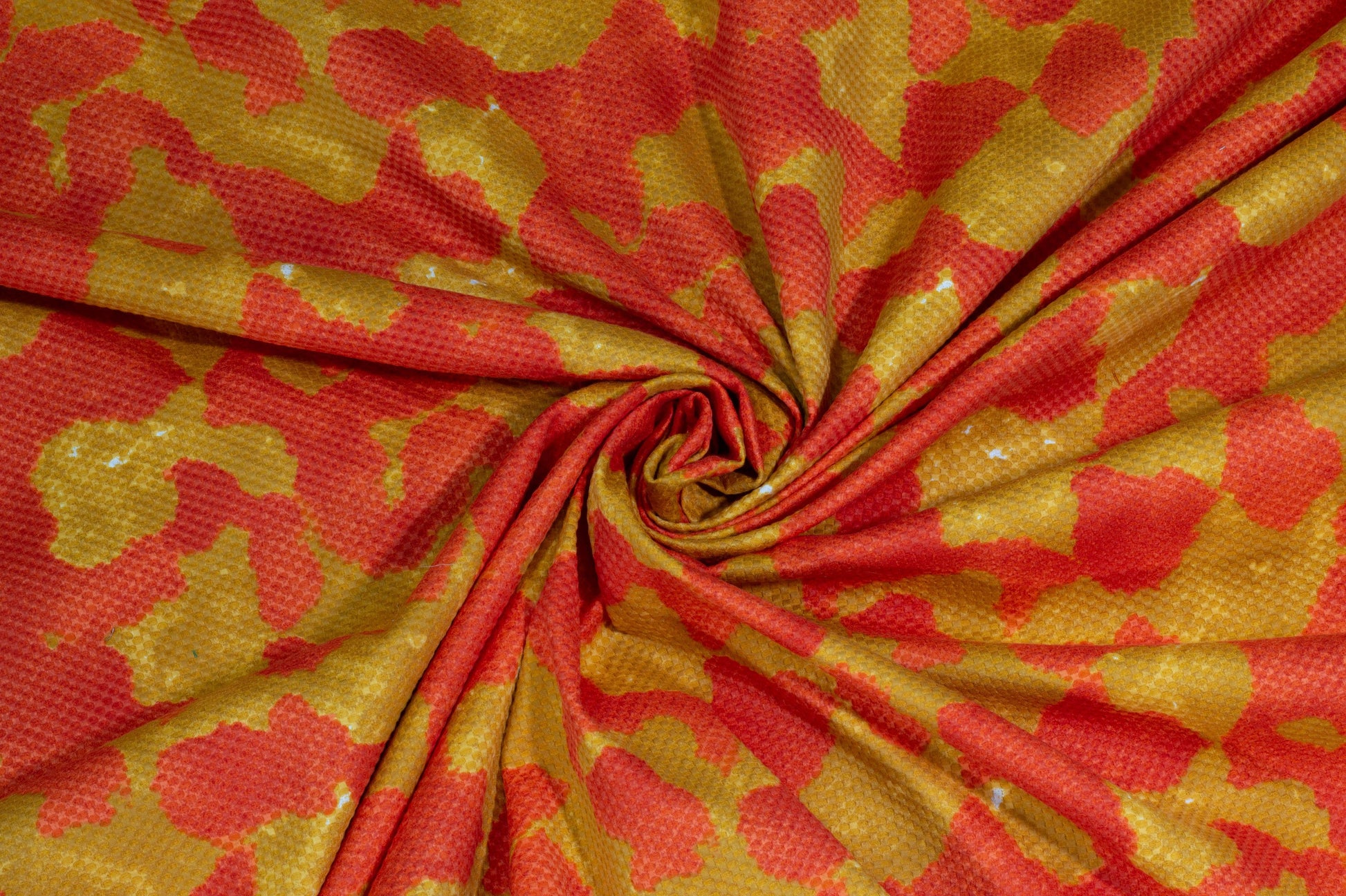 Mustard and Orange Pique Cow Design Italian Stretch Brocade - Prime Fabrics