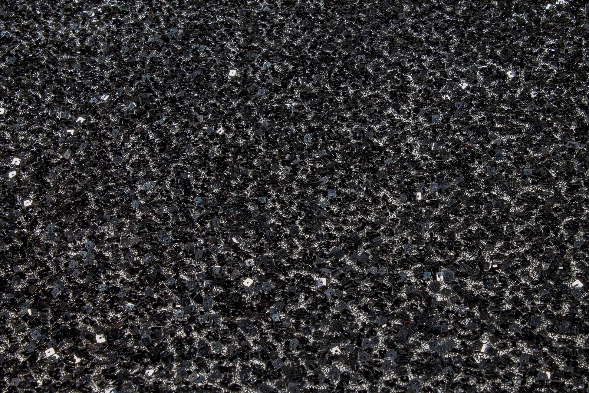 Hand Beaded and Sequined Metallic Mesh - Black - Prime Fabrics