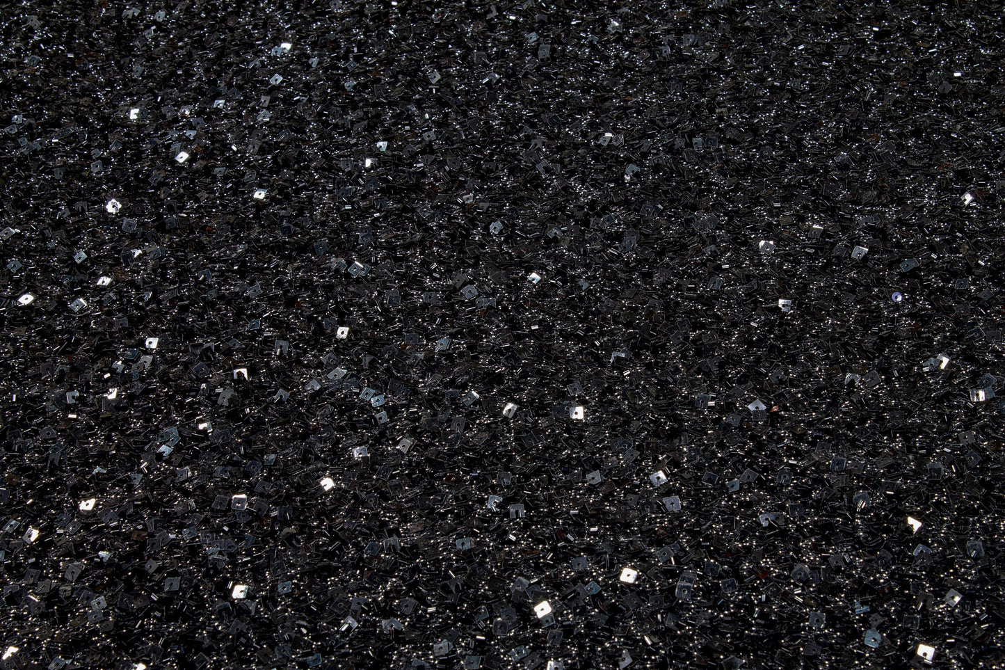 Hand Beaded and Sequined Metallic Mesh - Black - Prime Fabrics