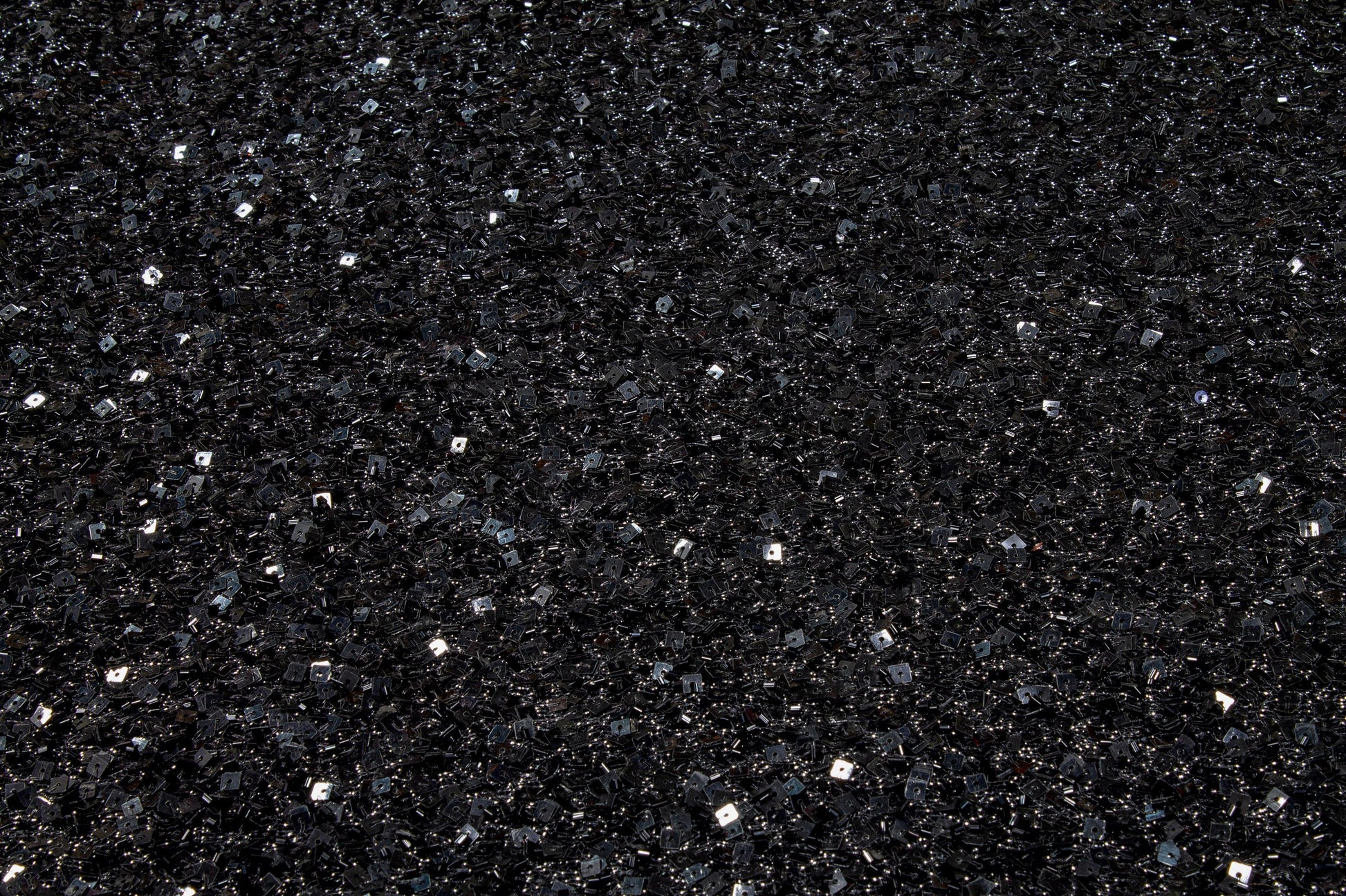 Hand Beaded and Sequined Metallic Mesh - Black - Prime Fabrics