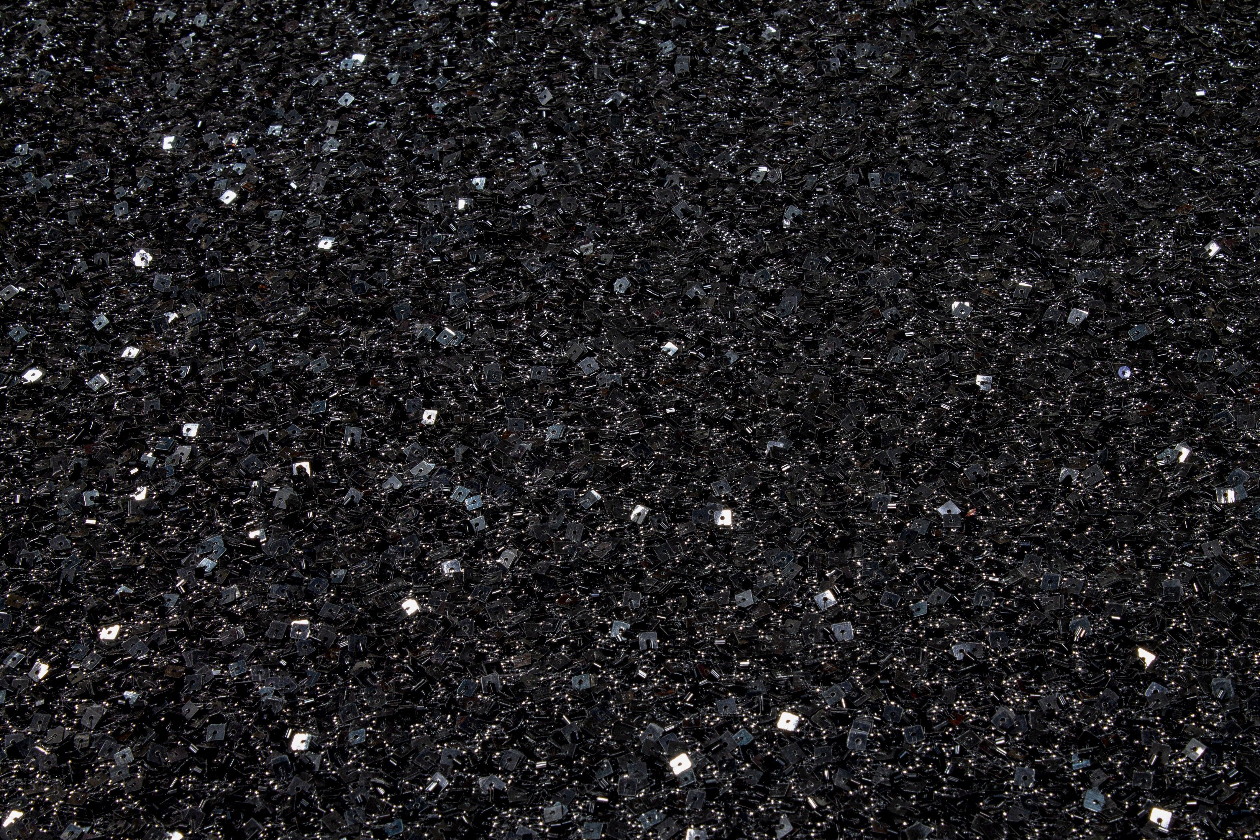Hand Beaded and Sequined Metallic Mesh - Black - Prime Fabrics