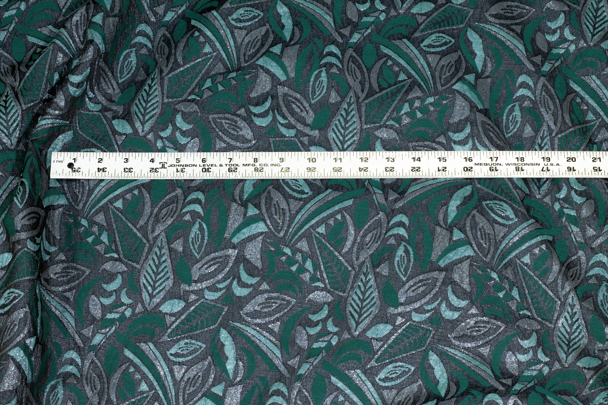 Green and Charcoal Gray Metallic Italian Brocade - Prime Fabrics