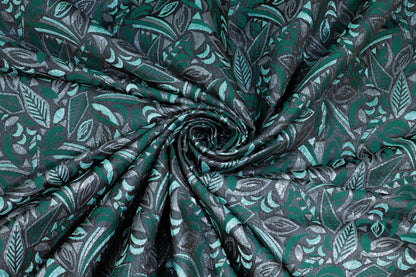 Green and Charcoal Gray Metallic Italian Brocade - Prime Fabrics