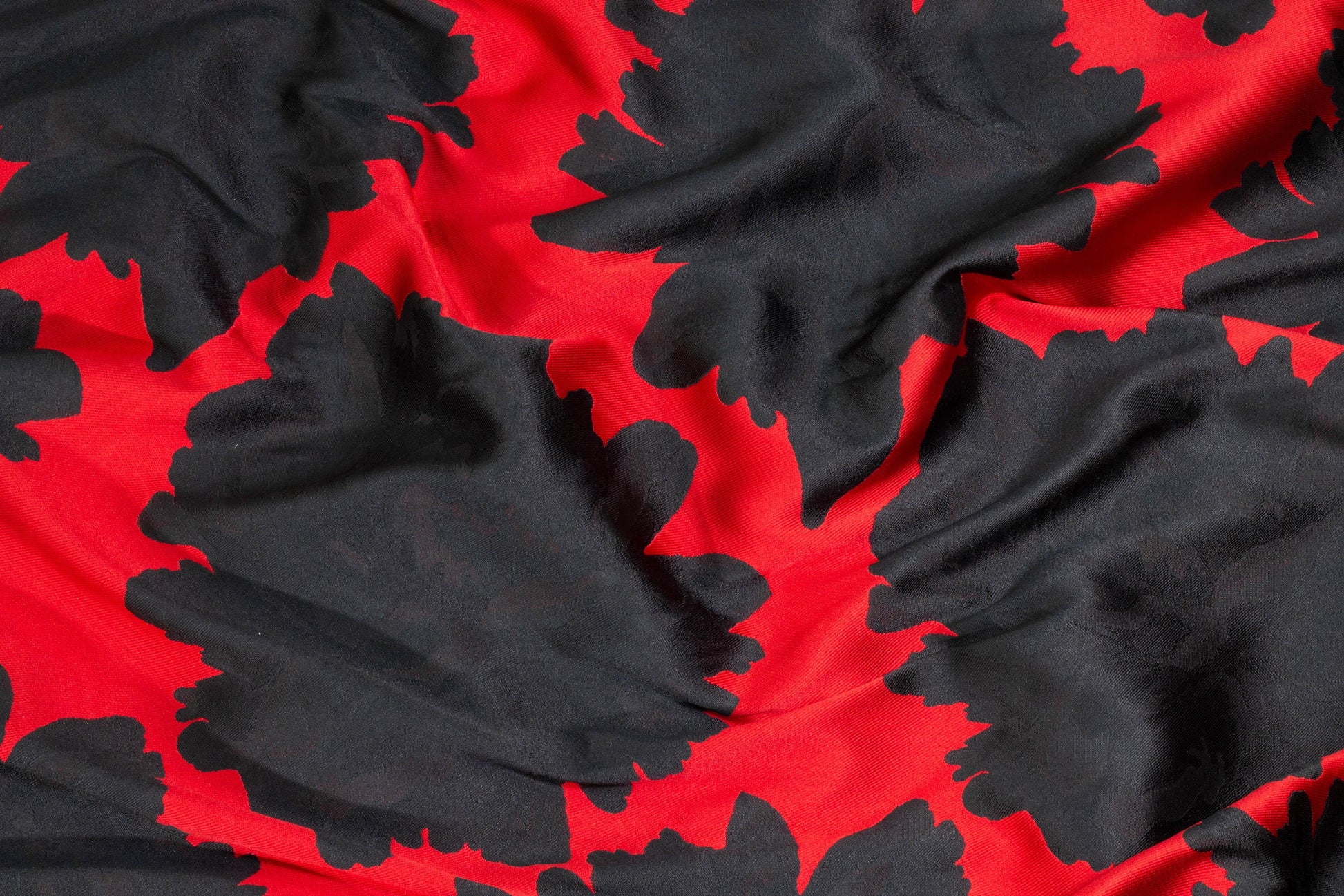 Red and Black Big Floral Brocade - Prime Fabrics