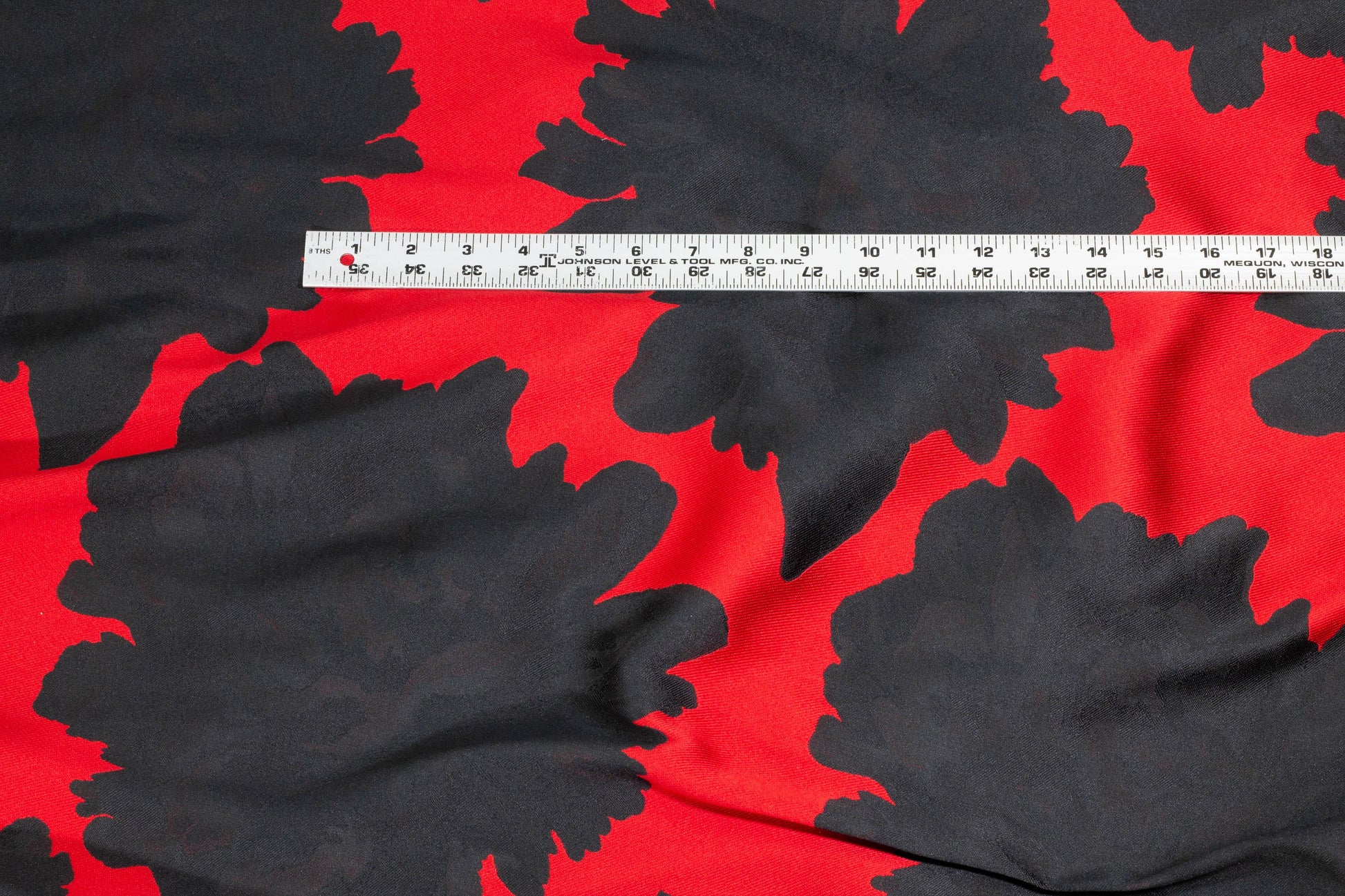 Red and Black Big Floral Brocade - Prime Fabrics