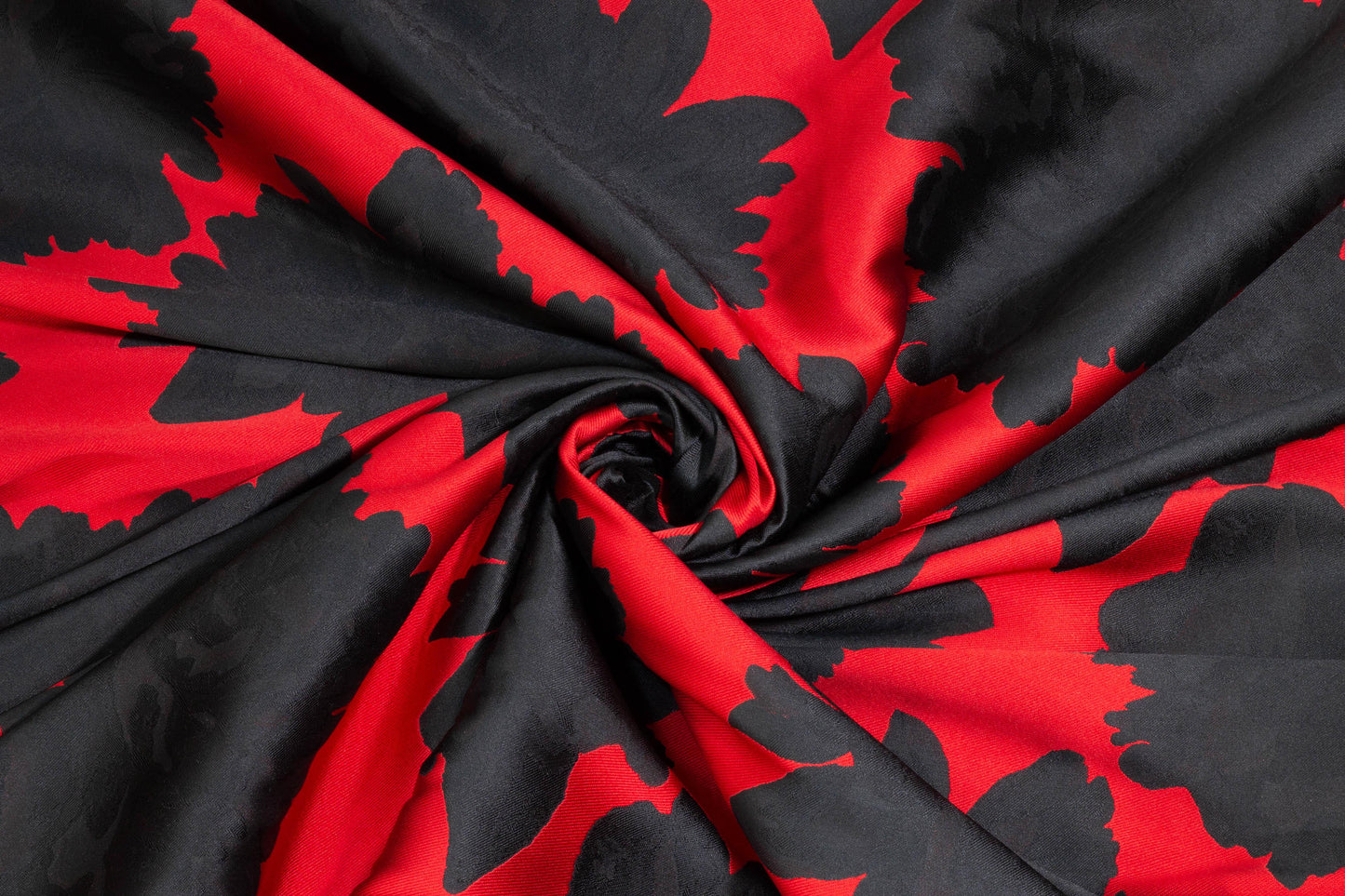 Red and Black Big Floral Brocade - Prime Fabrics