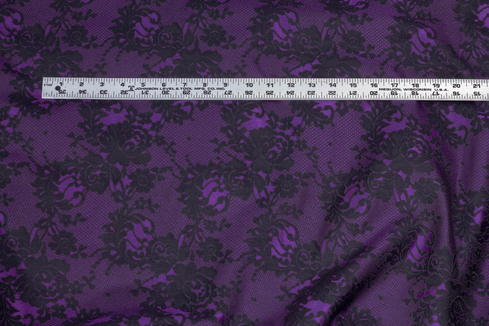 Purple and Black Floral Brocade - Prime Fabrics