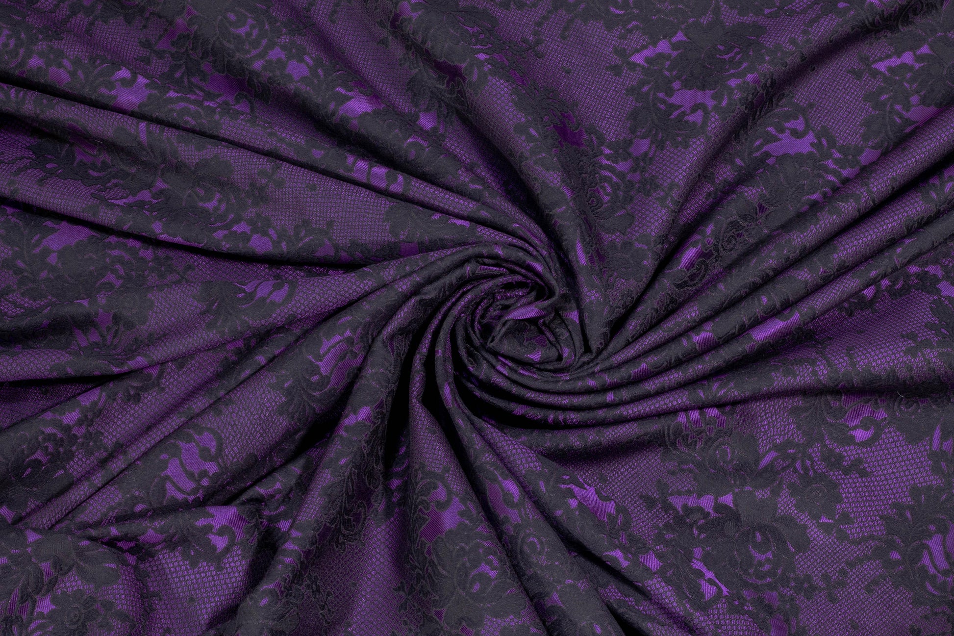 Purple and Black Floral Brocade - Prime Fabrics