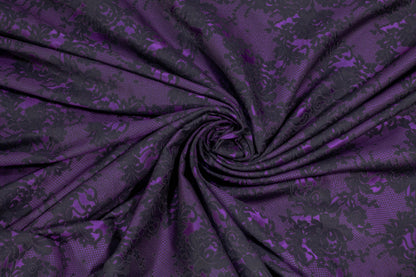 Purple and Black Floral Brocade - Prime Fabrics