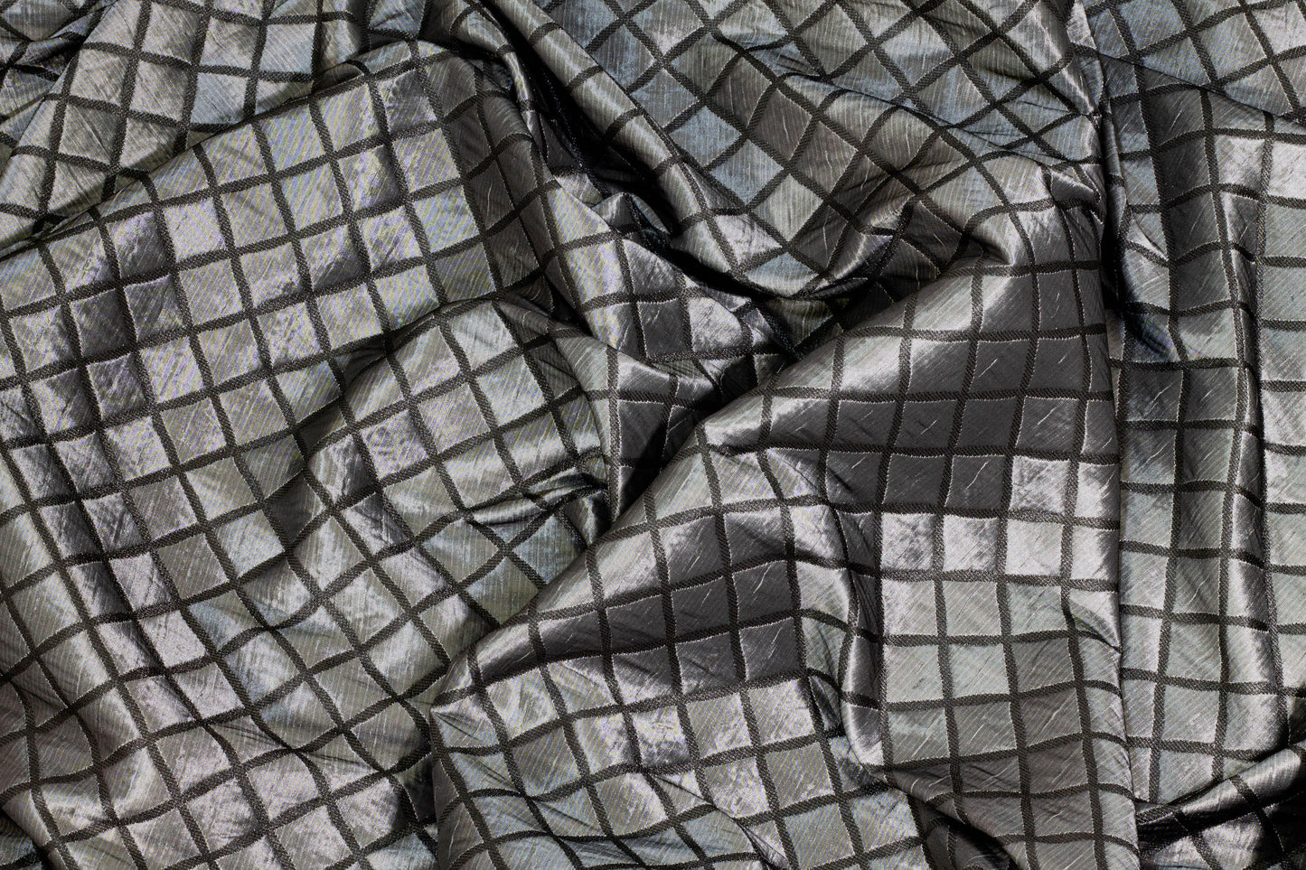 Charcoal Gray Muted Metallic Diamond Brocade - Prime Fabrics