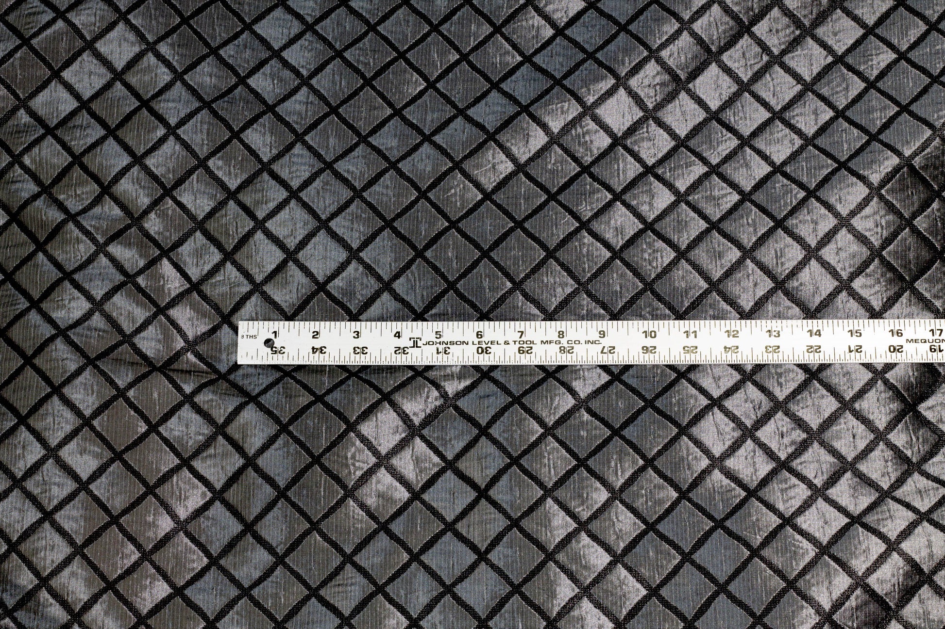 Charcoal Gray Muted Metallic Diamond Brocade - Prime Fabrics