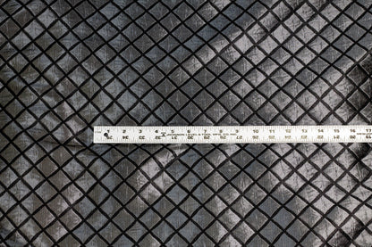 Charcoal Gray Muted Metallic Diamond Brocade - Prime Fabrics