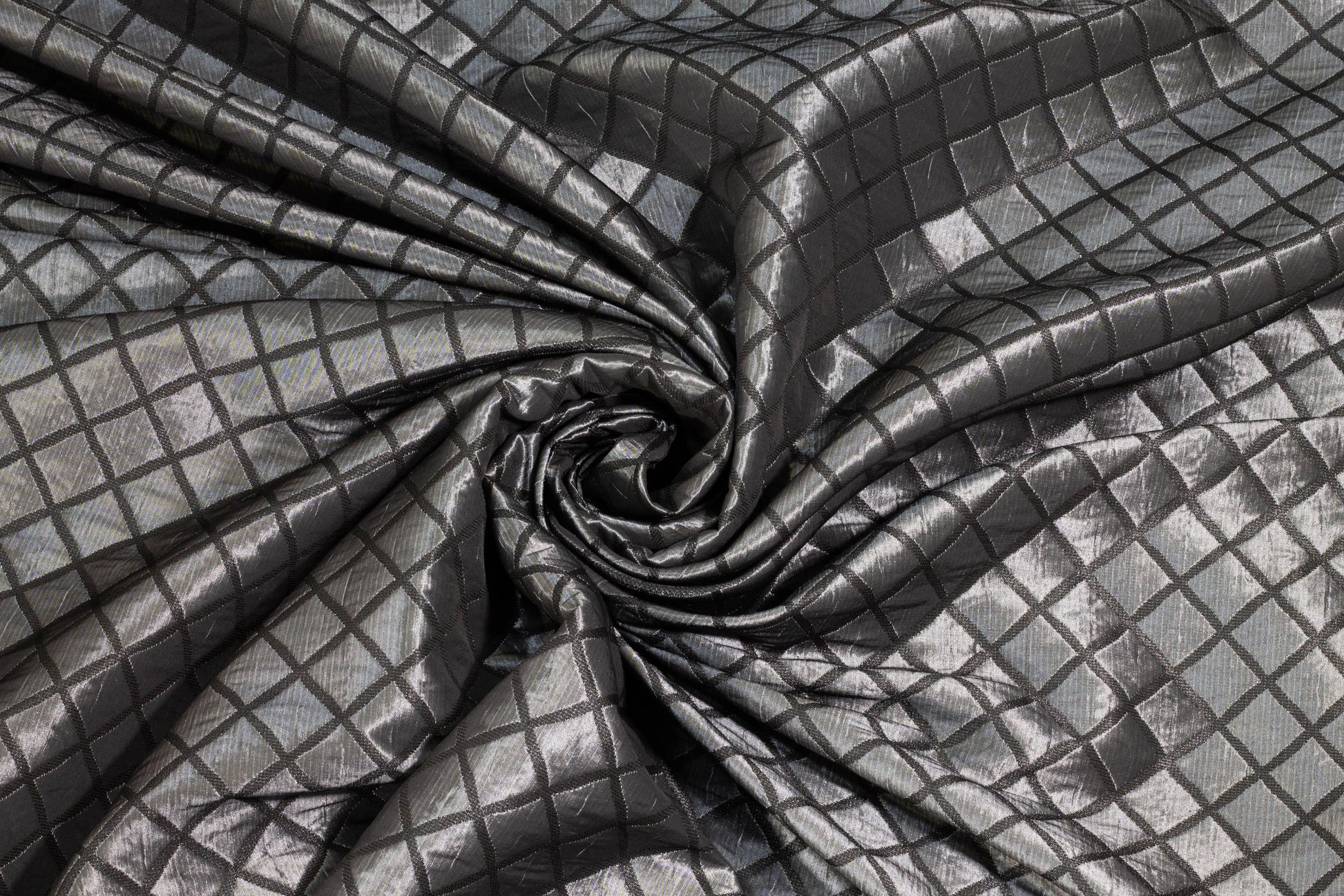 Charcoal Gray Muted Metallic Diamond Brocade - Prime Fabrics