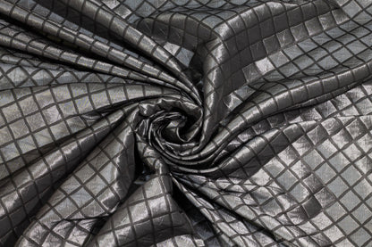 Charcoal Gray Muted Metallic Diamond Brocade - Prime Fabrics