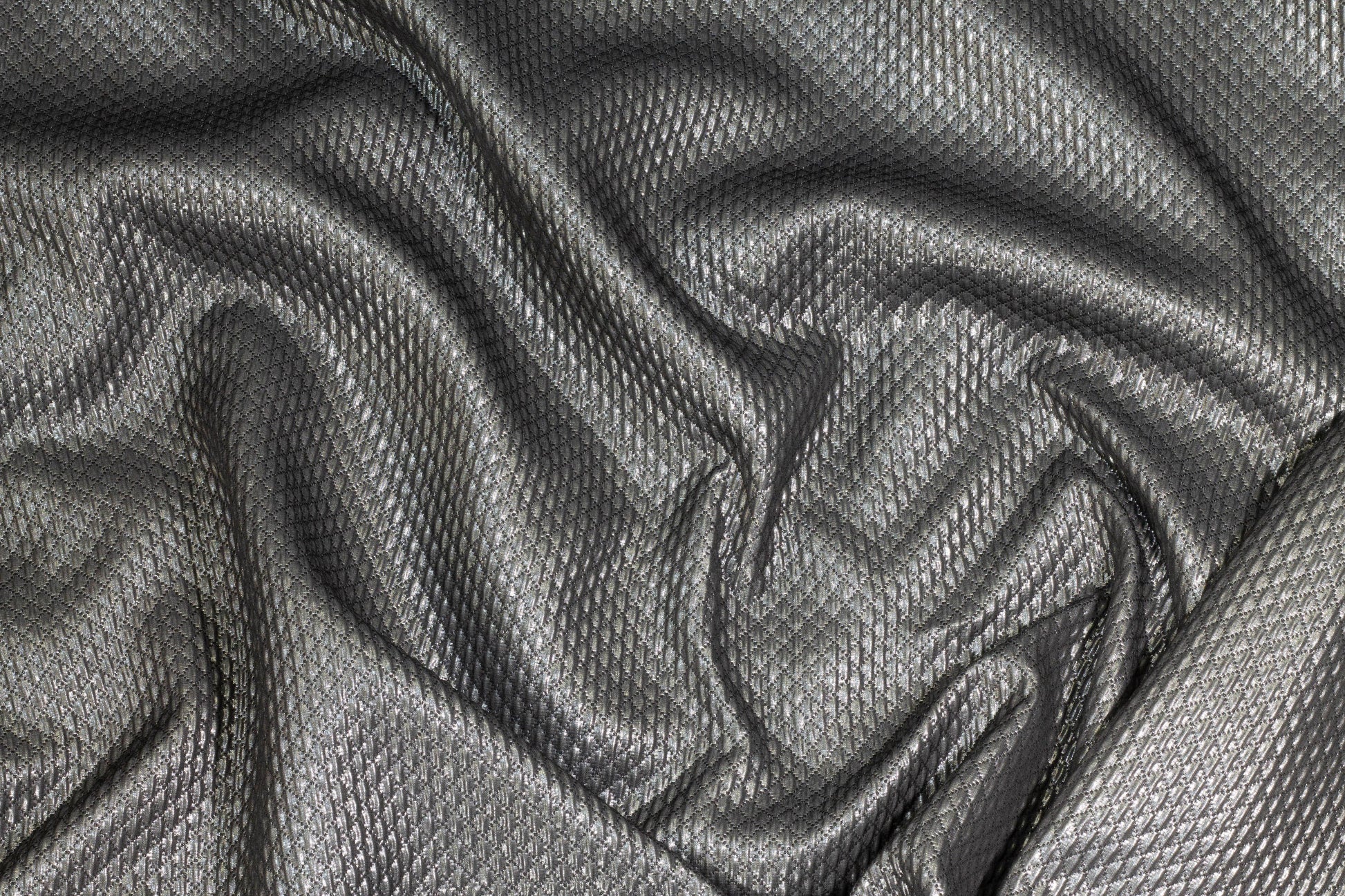 Charcoal Gray Diamond Quilted Design Metallic Brocade - Prime Fabrics