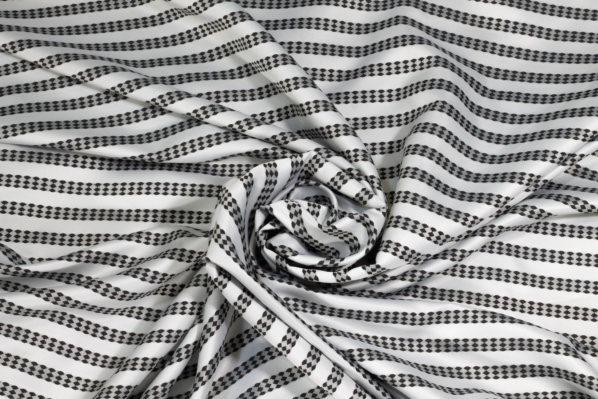 Black and White Diamond Striped Brocade - Prime Fabrics