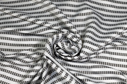 Black and White Diamond Striped Brocade - Prime Fabrics