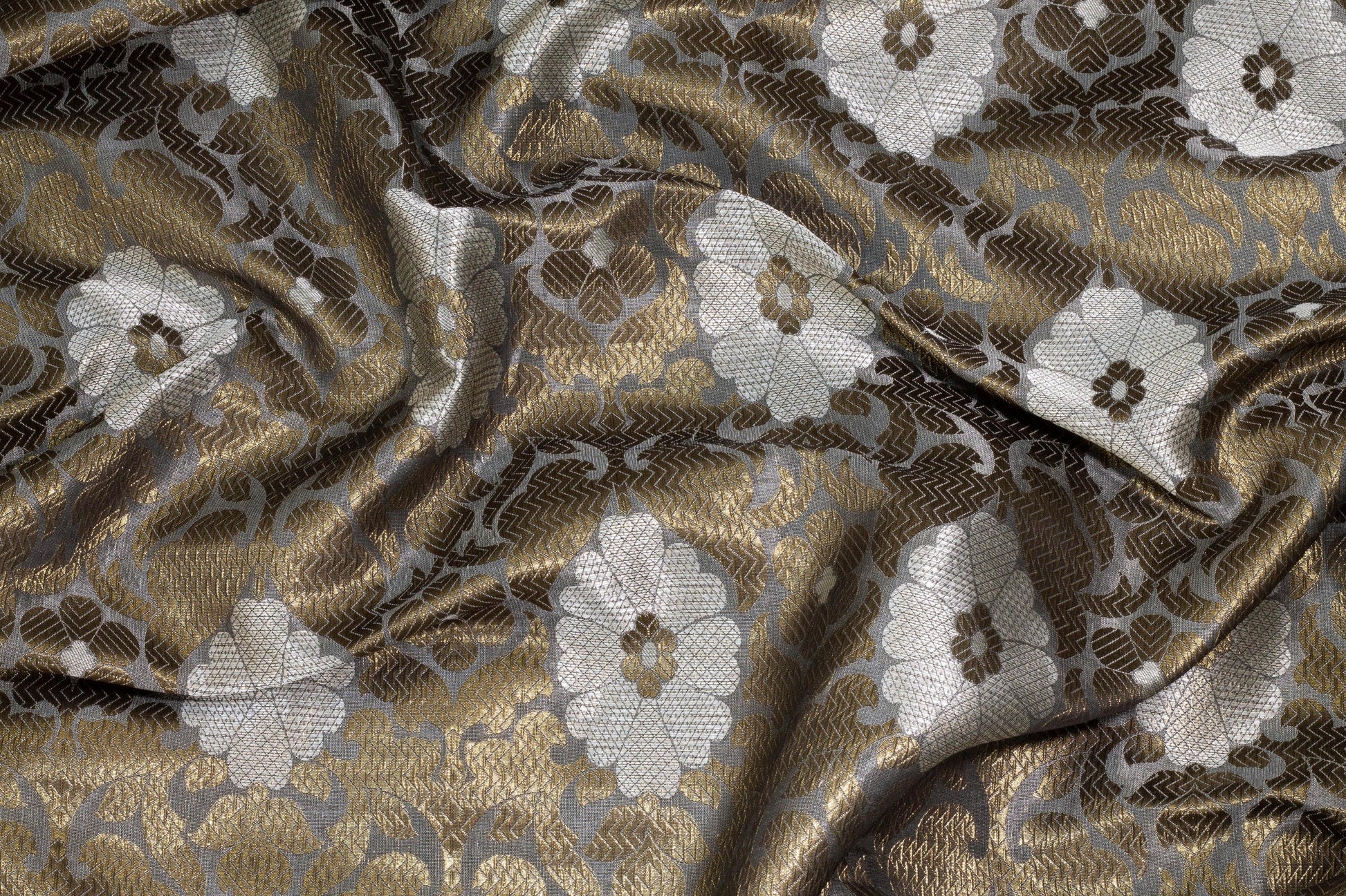Bronze and Taupe Metallic Floral Brocade - Prime Fabrics