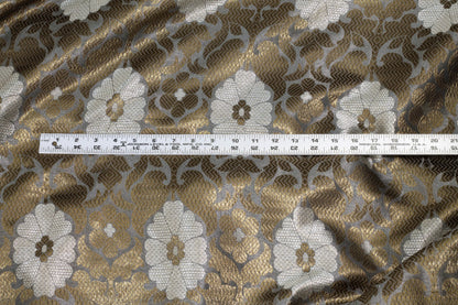 Bronze and Taupe Metallic Floral Brocade - Prime Fabrics