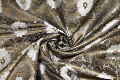 Bronze and Taupe Metallic Floral Brocade - Prime Fabrics