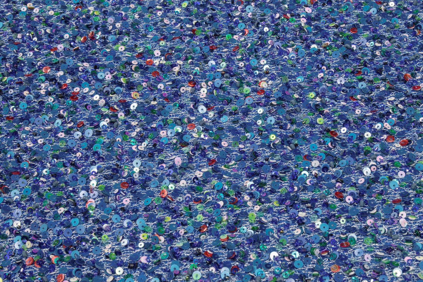 Hand Sequined Metallic Mesh - Blue Multicolor - Prime Fabrics