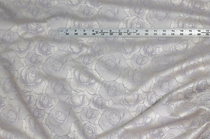 Silver and Gray Rose Floral Brocade - Prime Fabrics