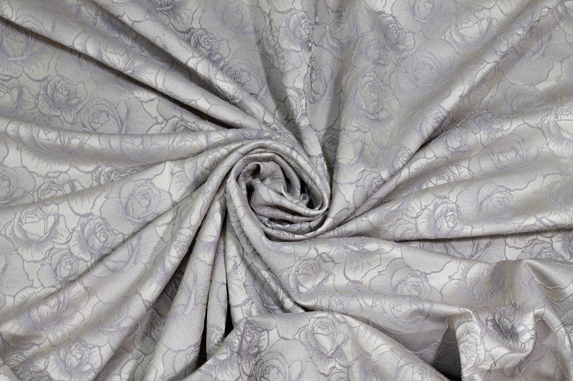 Silver and Gray Rose Floral Brocade - Prime Fabrics