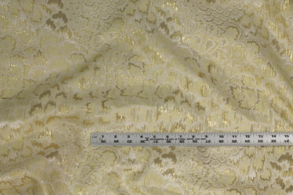 Flax and Light Gold Metallic Crushed Brocade - Prime Fabrics