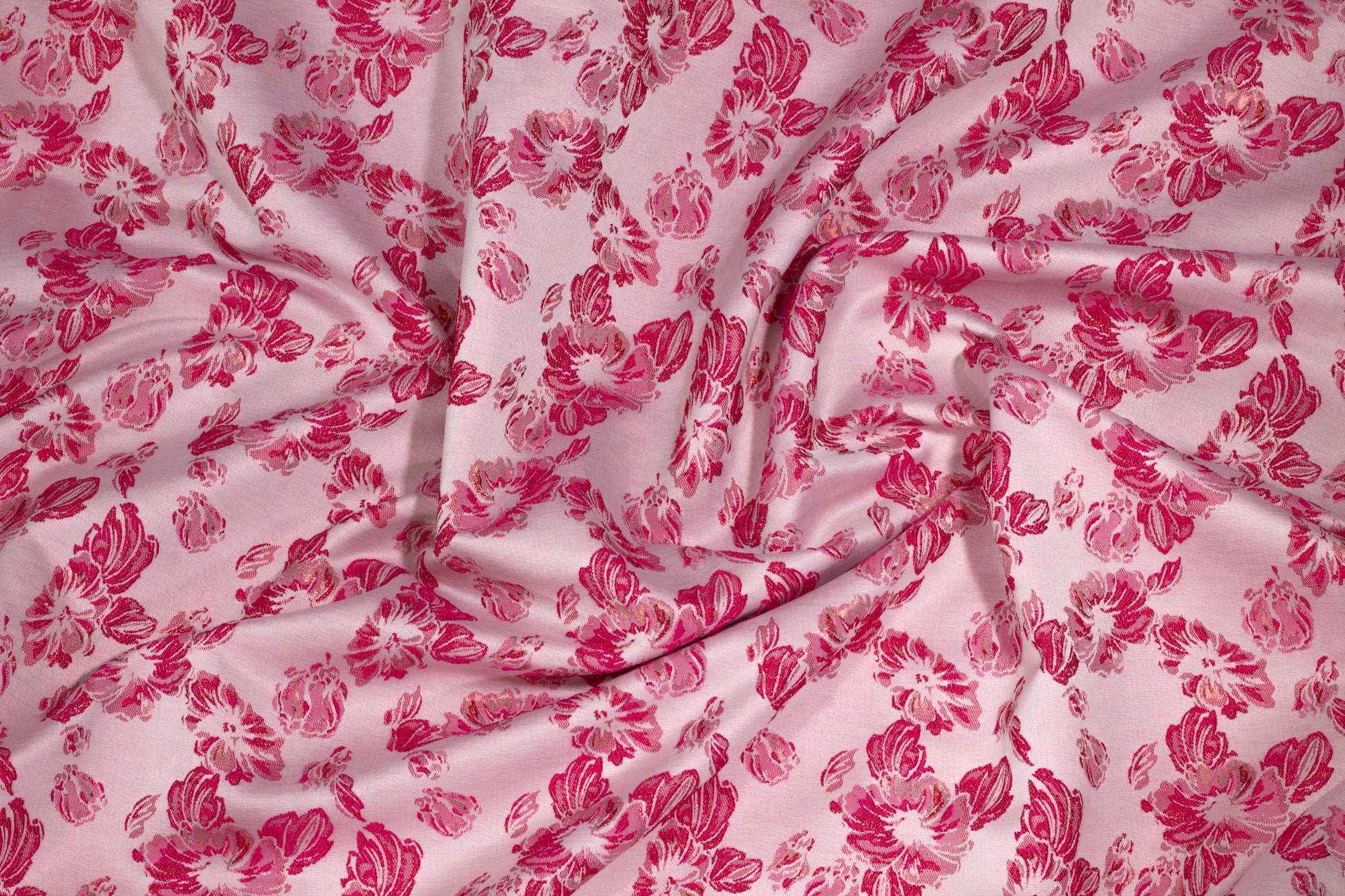 Whisper Pink and Fuchsia Floral Metallic Brocade - Prime Fabrics