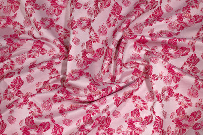 Whisper Pink and Fuchsia Floral Metallic Brocade - Prime Fabrics