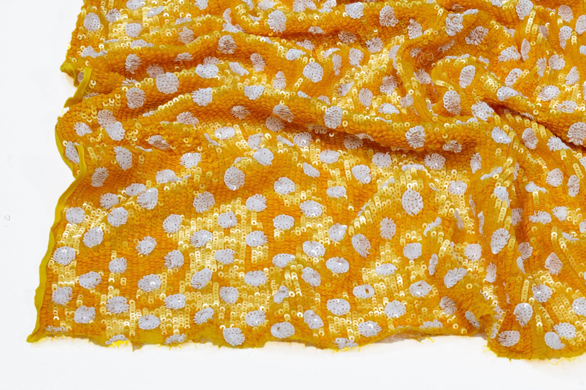 Polka Dot Sequins - Yellow and White - Prime Fabrics