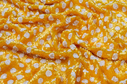 Polka Dot Sequins - Yellow and White - Prime Fabrics