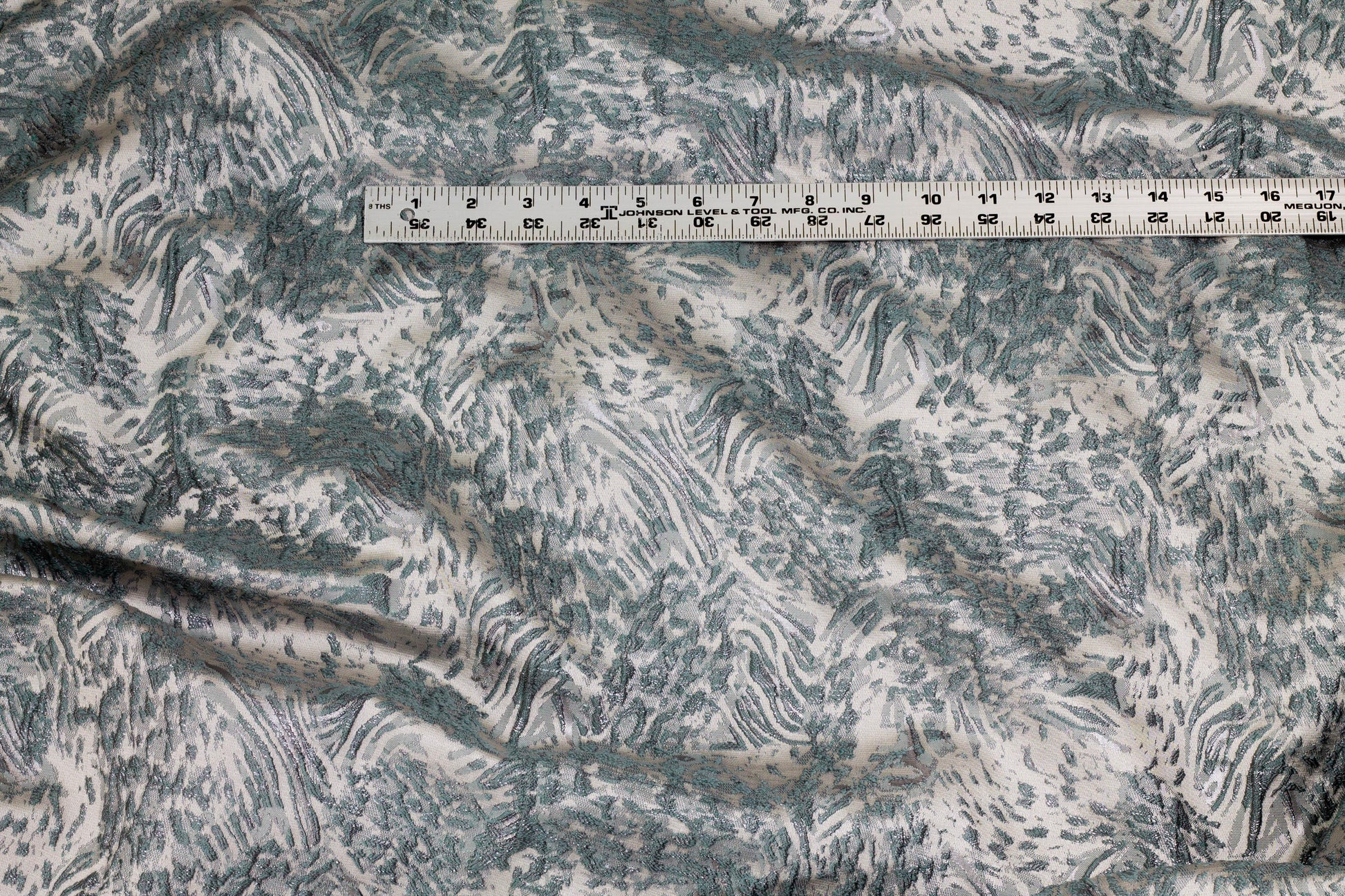 Blue-Gray and Metallic Silver Abstract Brocade - Prime Fabrics