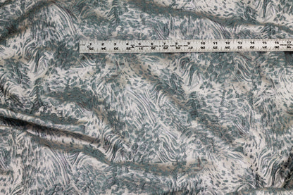 Blue-Gray and Metallic Silver Abstract Brocade - Prime Fabrics