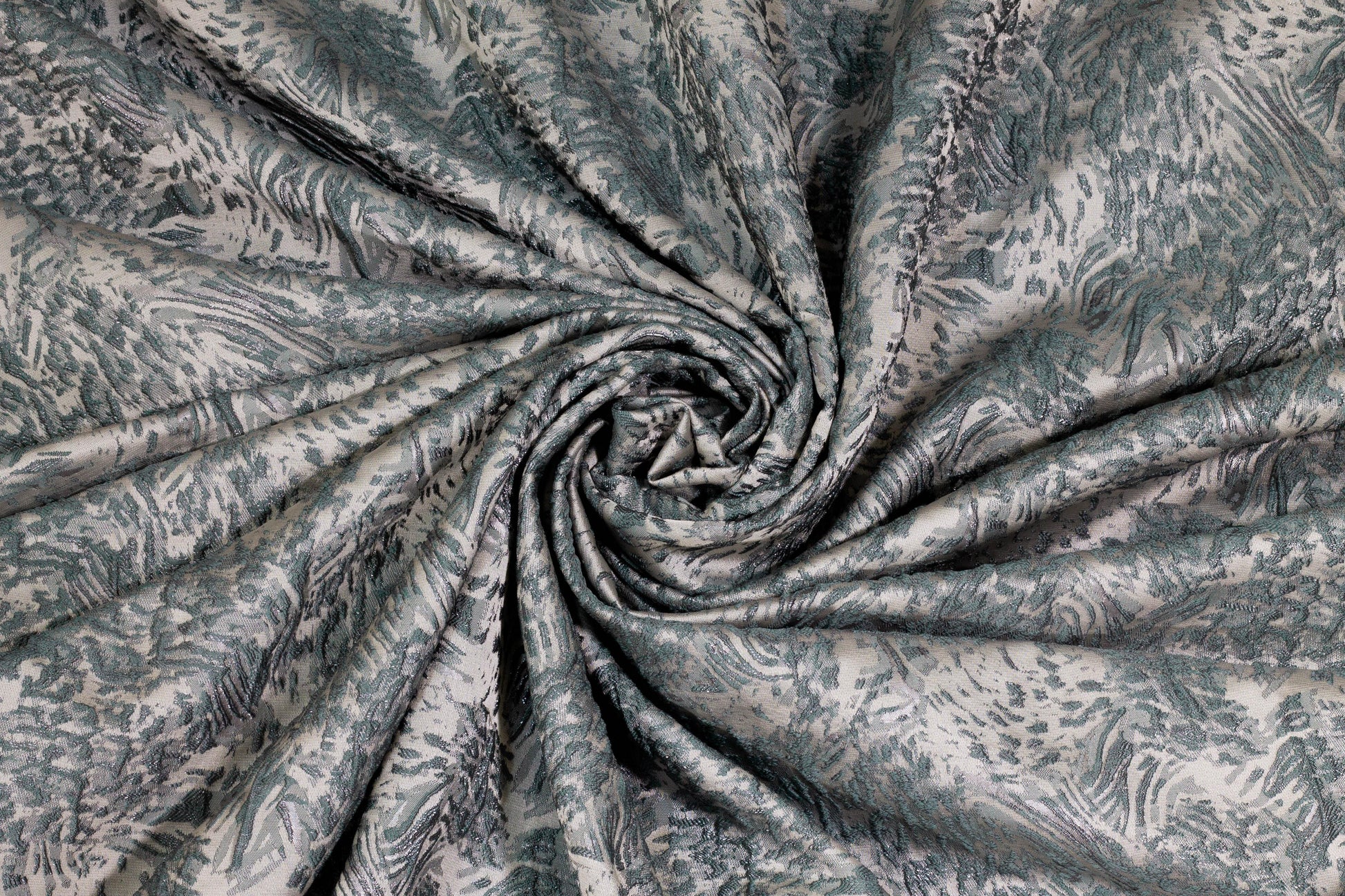 Blue-Gray and Metallic Silver Abstract Brocade - Prime Fabrics