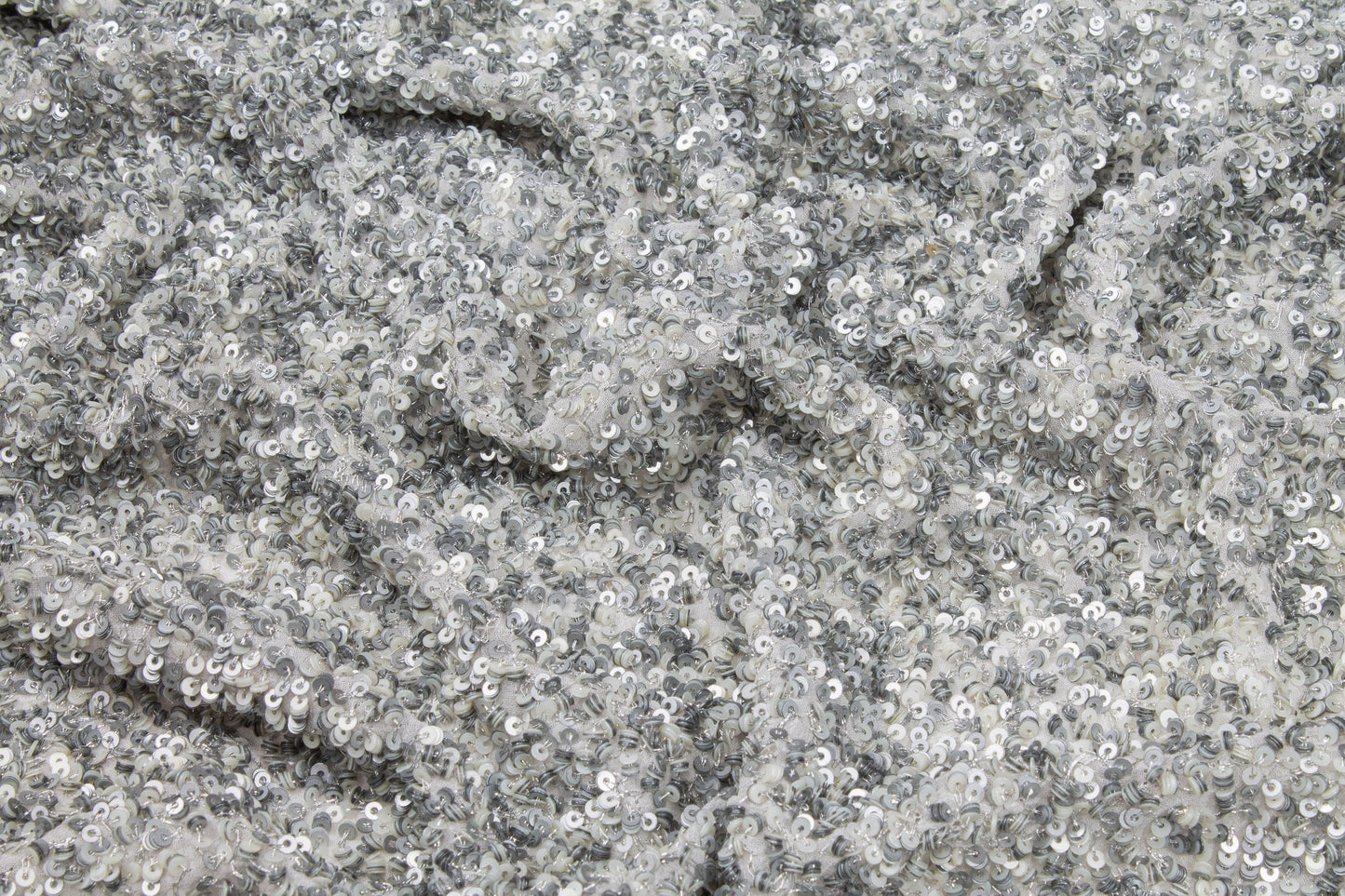 Hand Sequined Rayon Georgette - Silver Gray - Prime Fabrics