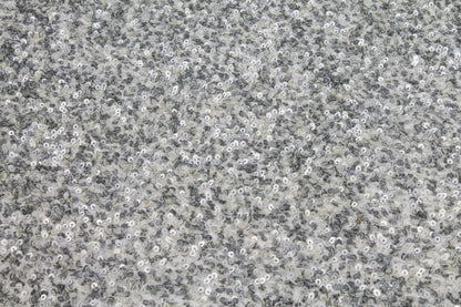Hand Sequined Rayon Georgette - Silver Gray - Prime Fabrics