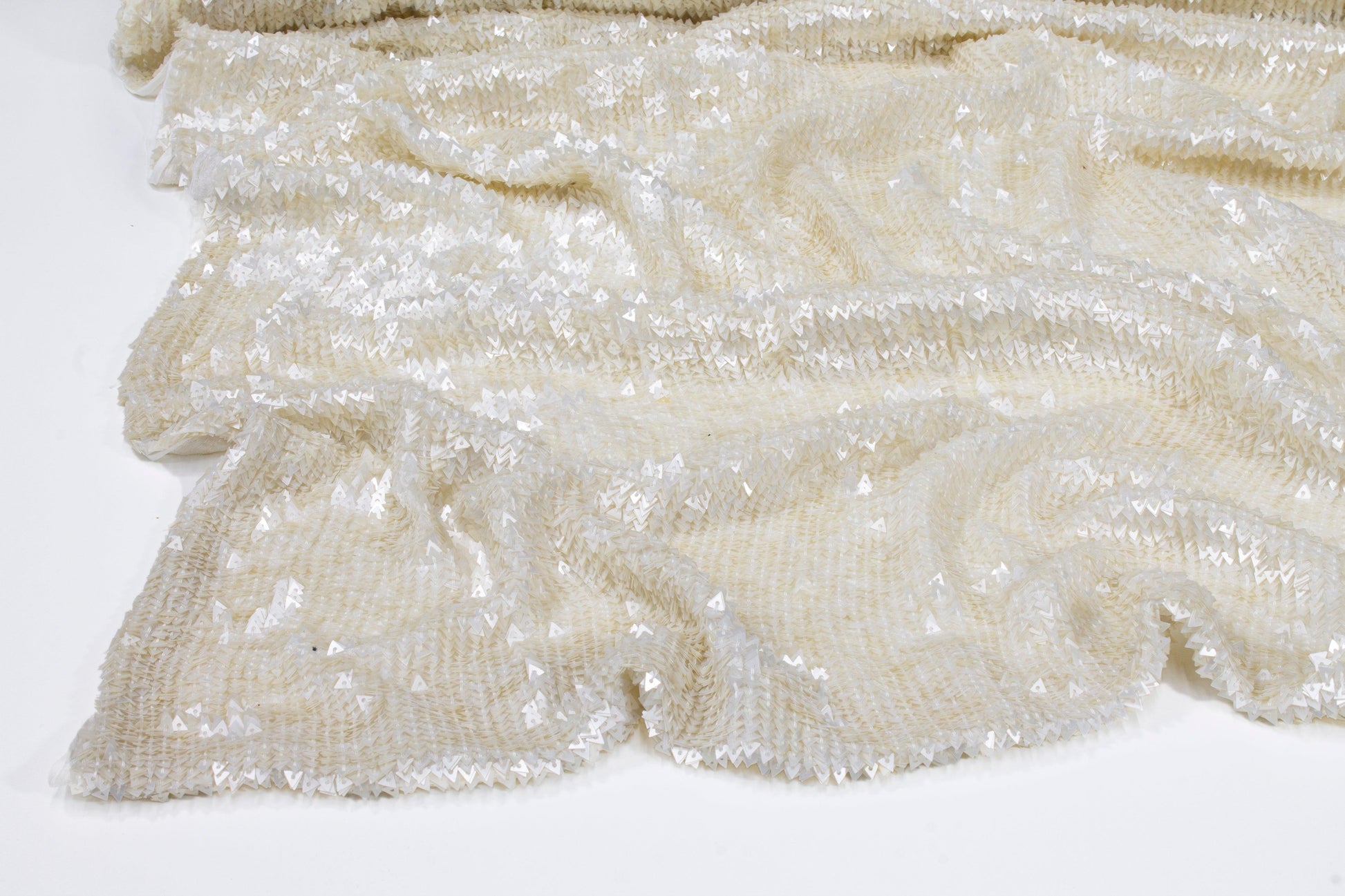 Handmade Triangle Sequins - Off White - Prime Fabrics