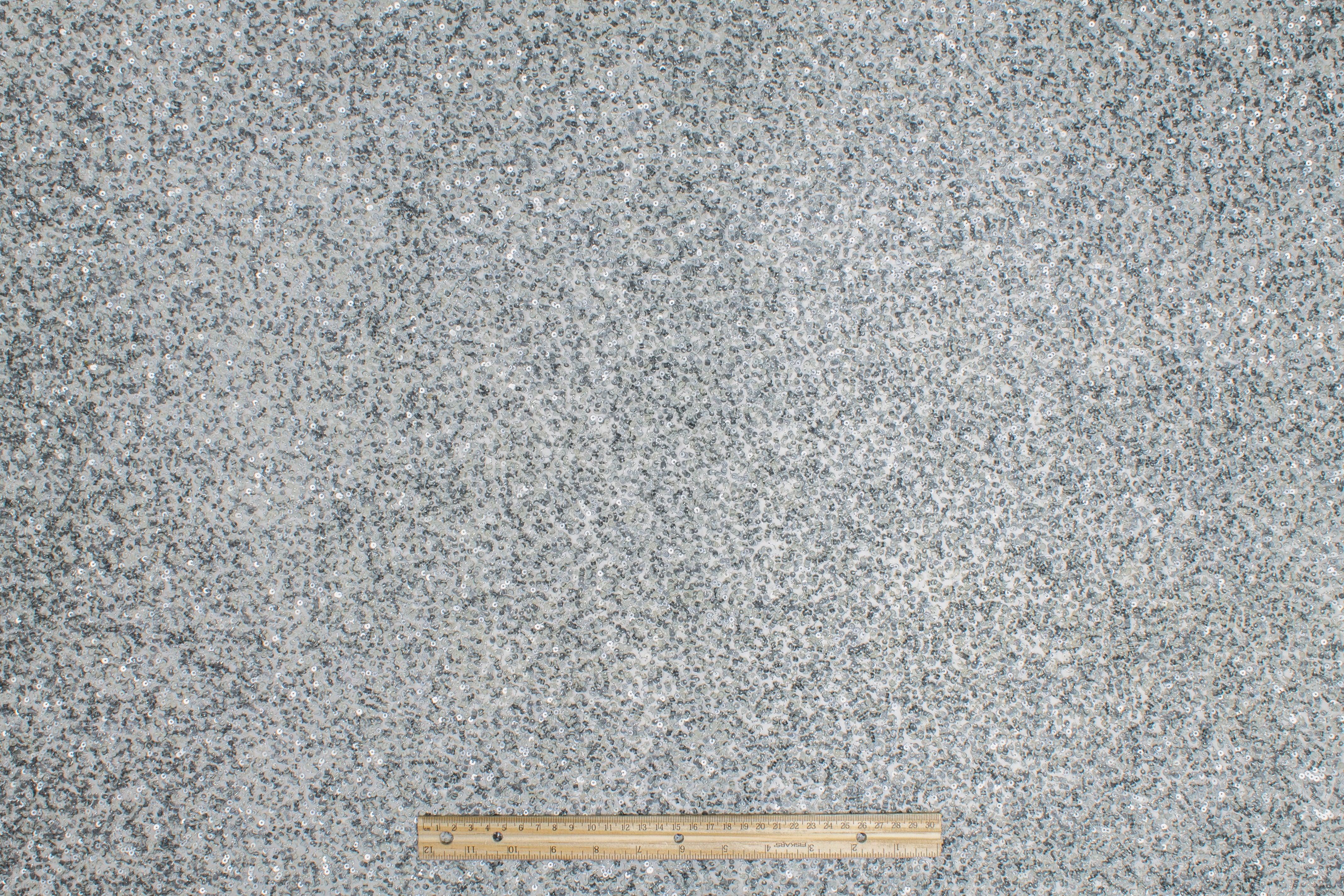 Hand Sequined Rayon Georgette - Silver Gray - Prime Fabrics