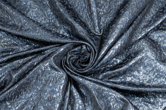 Charcoal Gray Metallic Brocade - Prime Fabrics