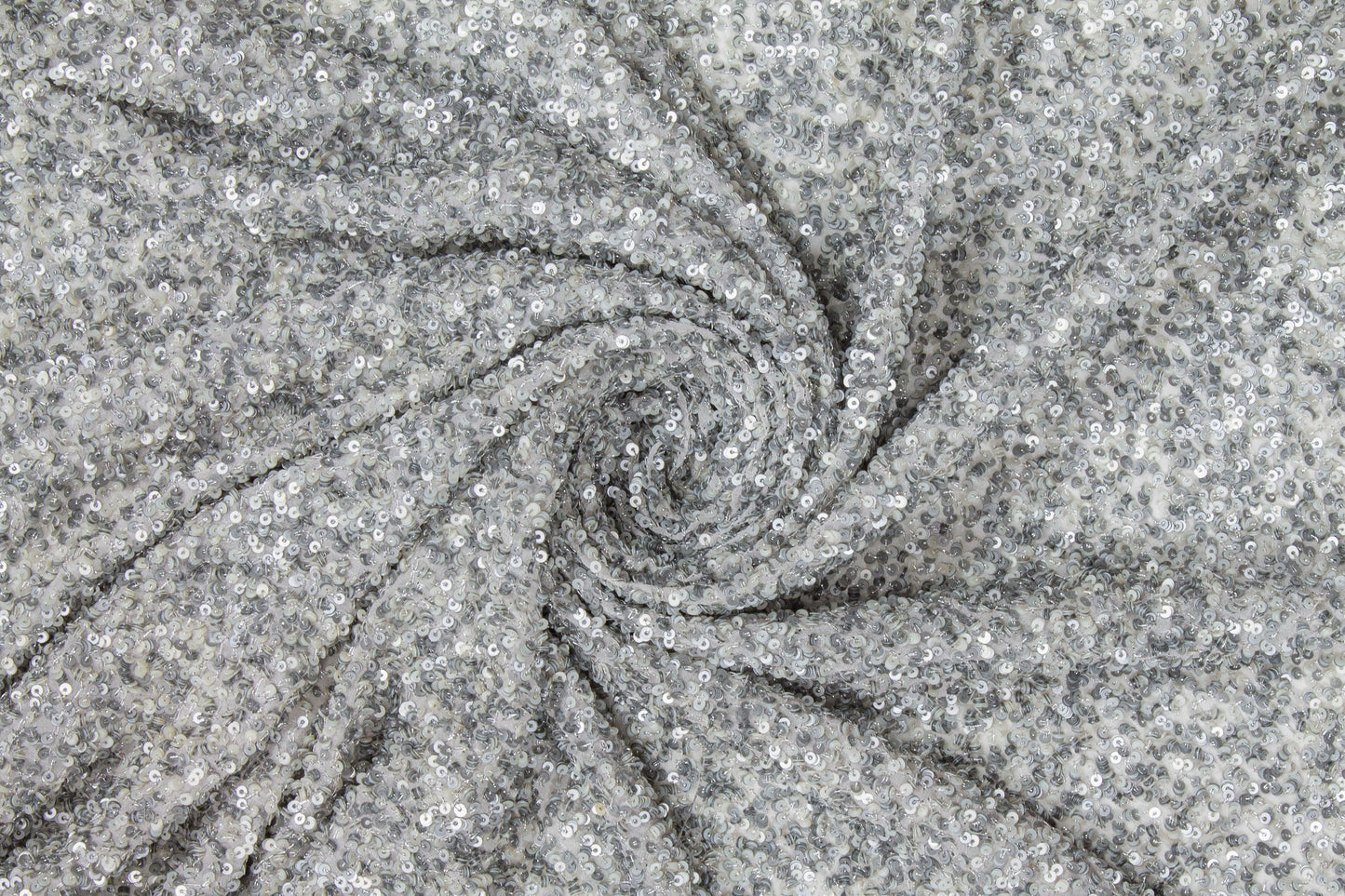 Hand Sequined Rayon Georgette - Silver Gray - Prime Fabrics