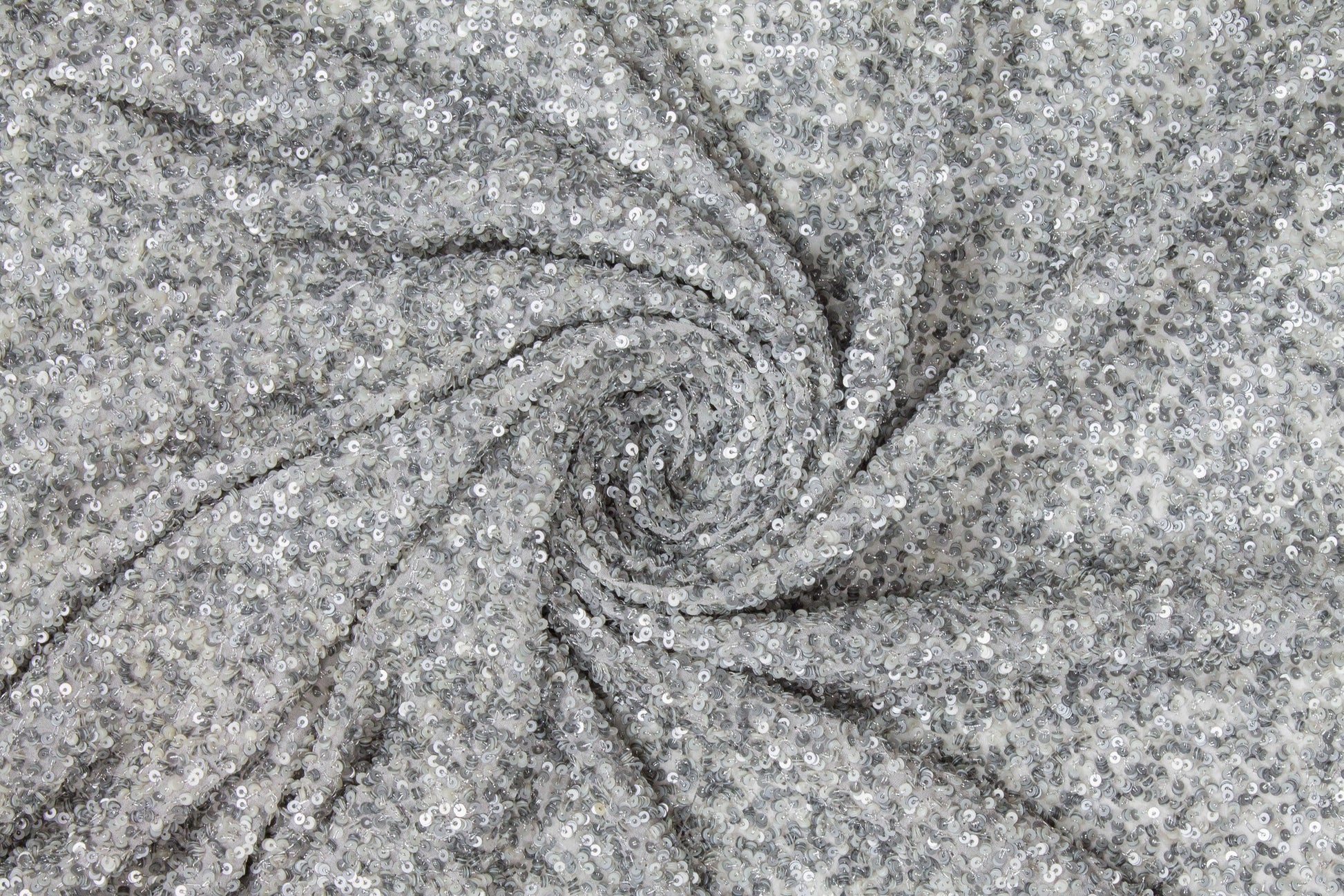 Hand Sequined Rayon Georgette - Silver Gray - Prime Fabrics