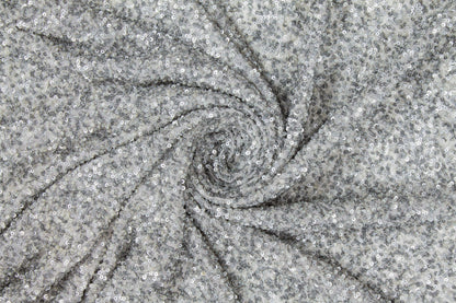Hand Sequined Rayon Georgette - Silver Gray - Prime Fabrics