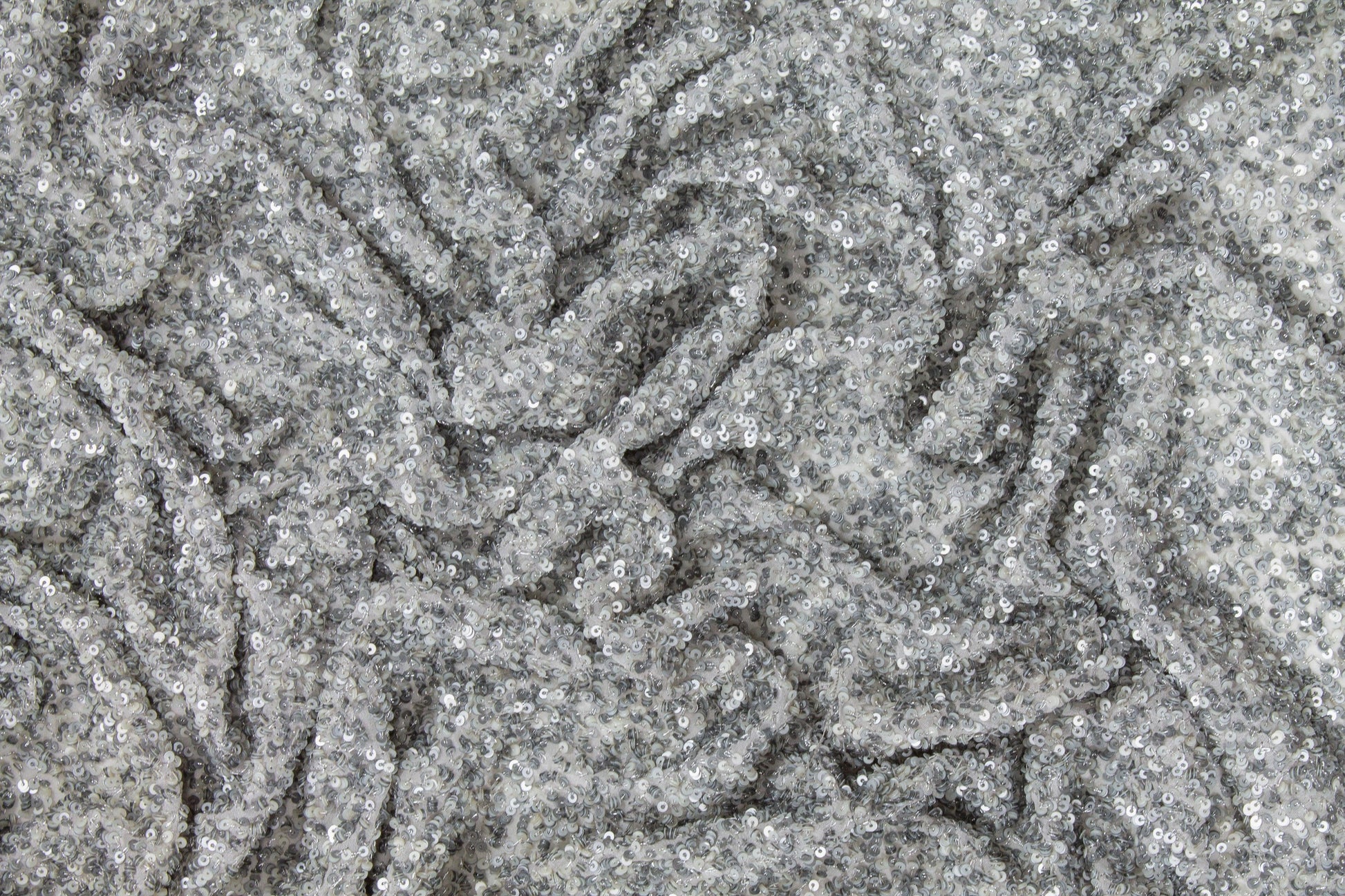 Hand Sequined Rayon Georgette - Silver Gray - Prime Fabrics