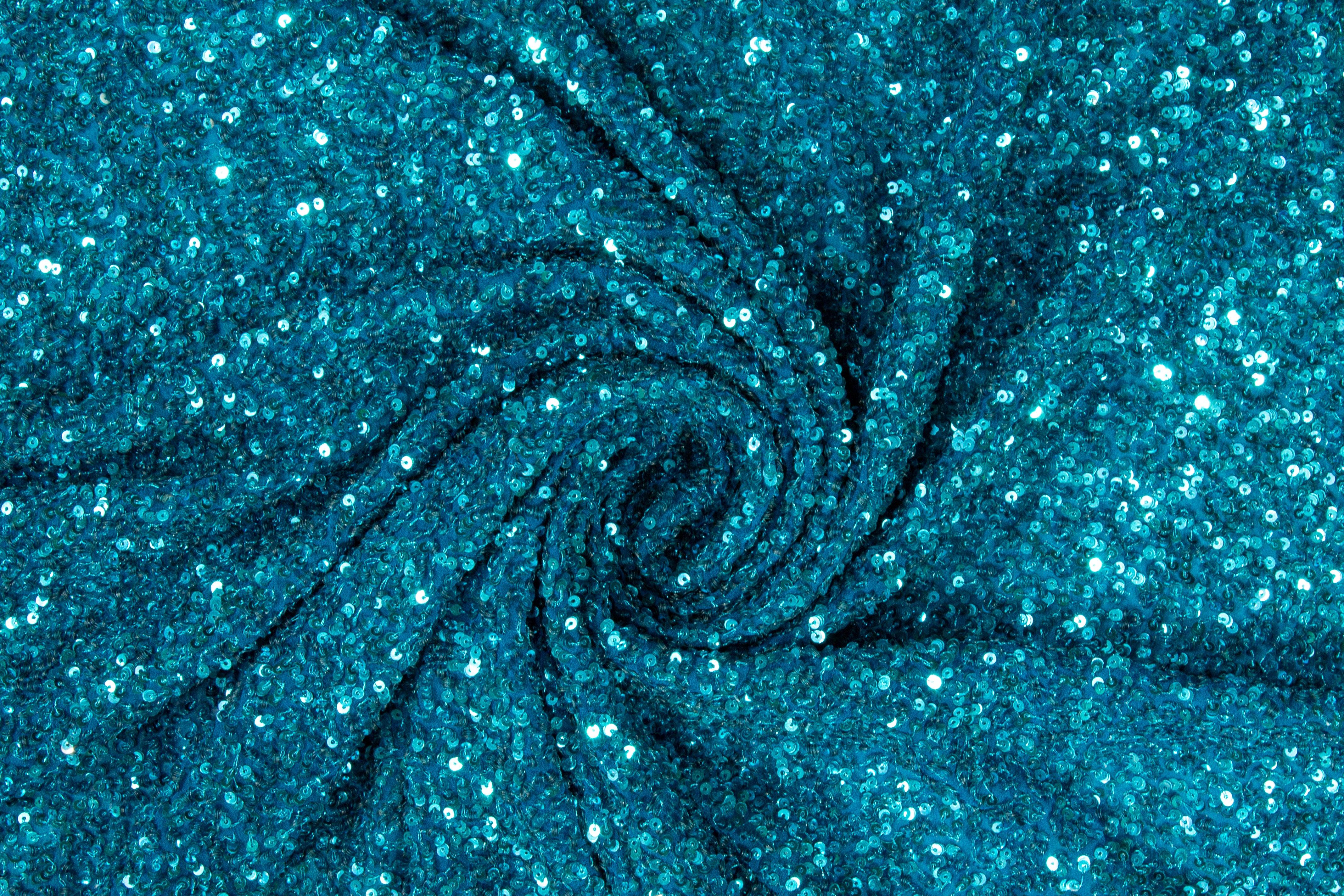 Hand Sequined Rayon Georgette - Turquoise - Prime Fabrics