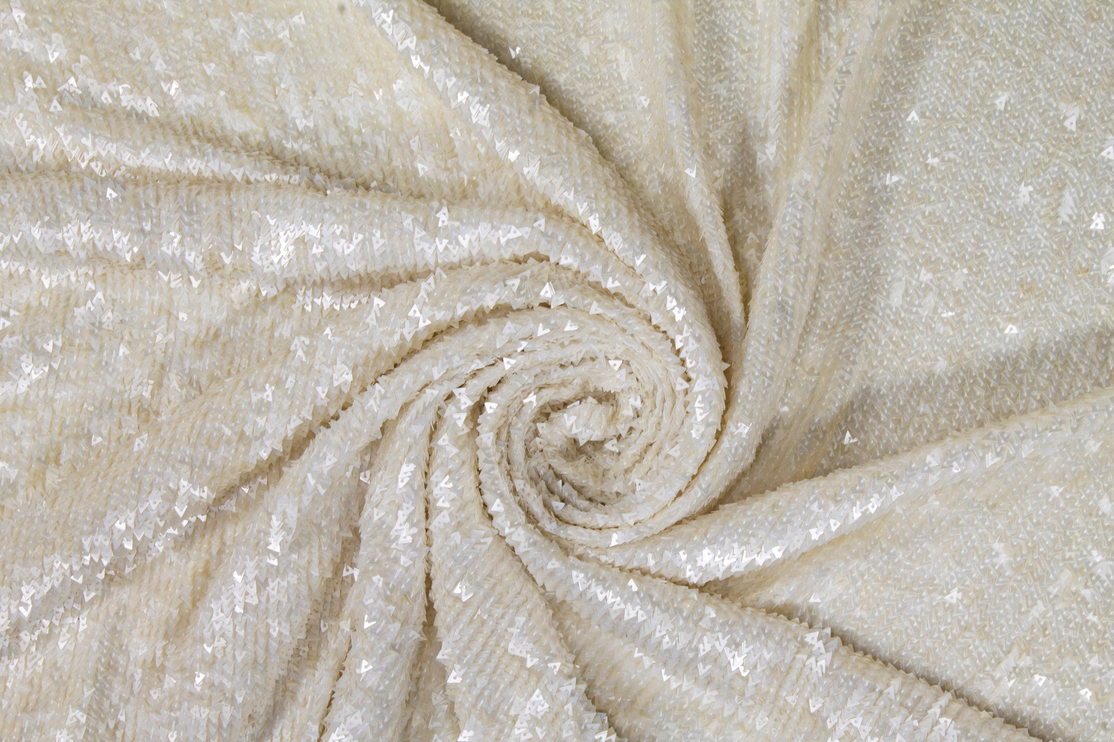 Handmade Triangle Sequins - Off White - Prime Fabrics