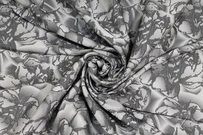 Gray Floral Crushed Brocade - Prime Fabrics